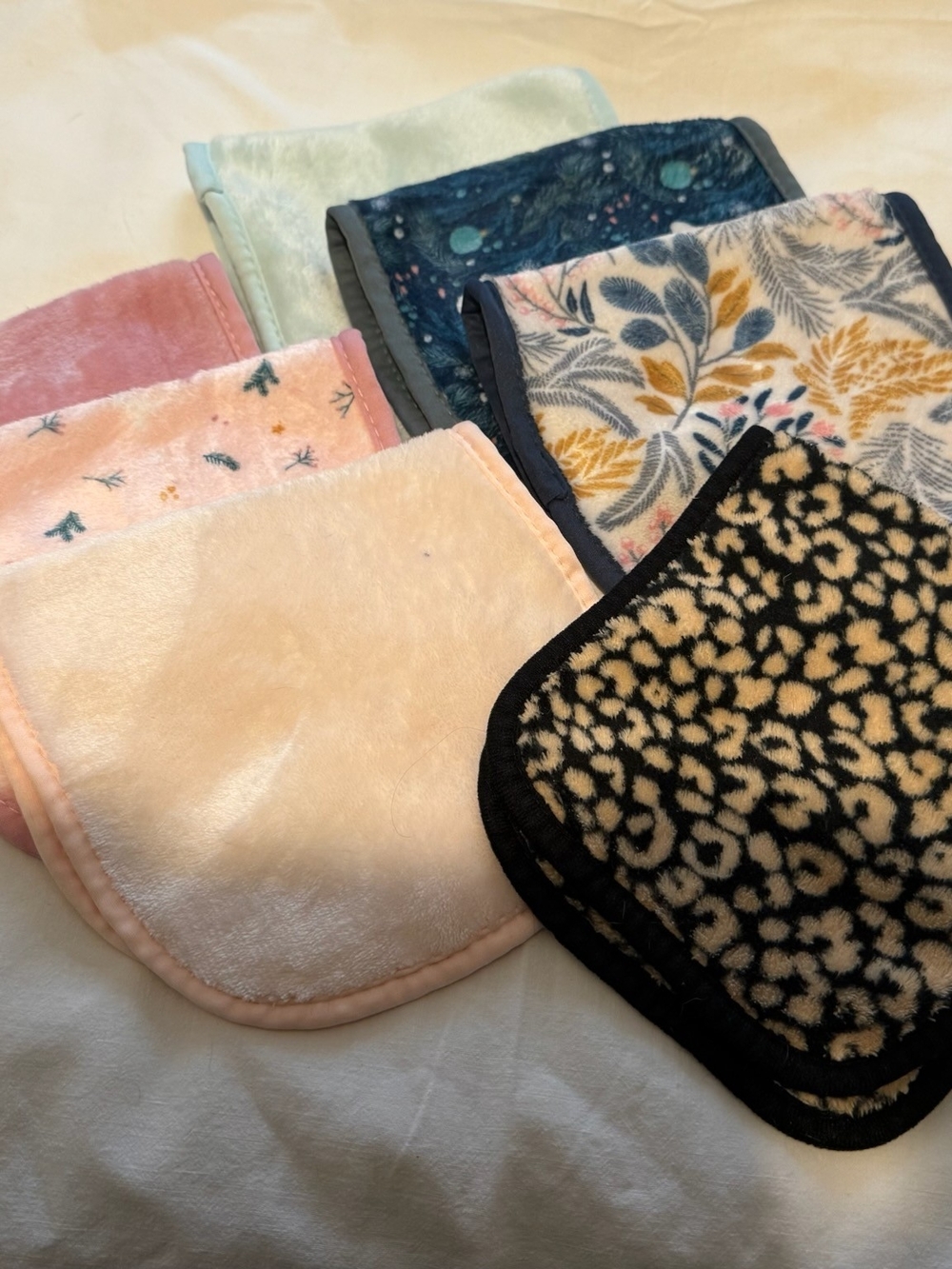 Assorted Plush Face Cloths - Pastel & Patterned Set